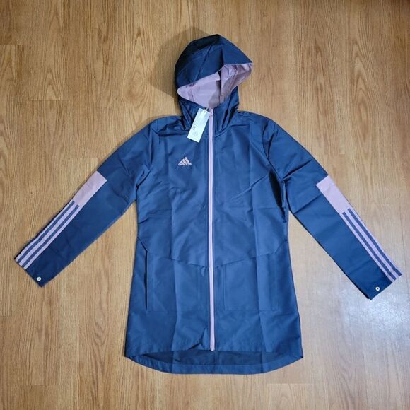 Adidas Tiro Parka Jacket Coat All Weather Women's Size Small S Shadow Navy Grey - Picture 4 of 15